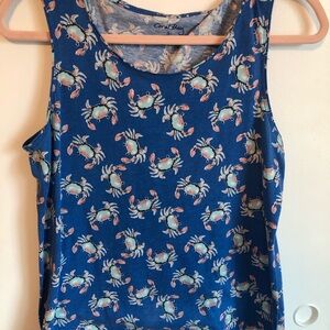 Crab Print Blue Tank Top